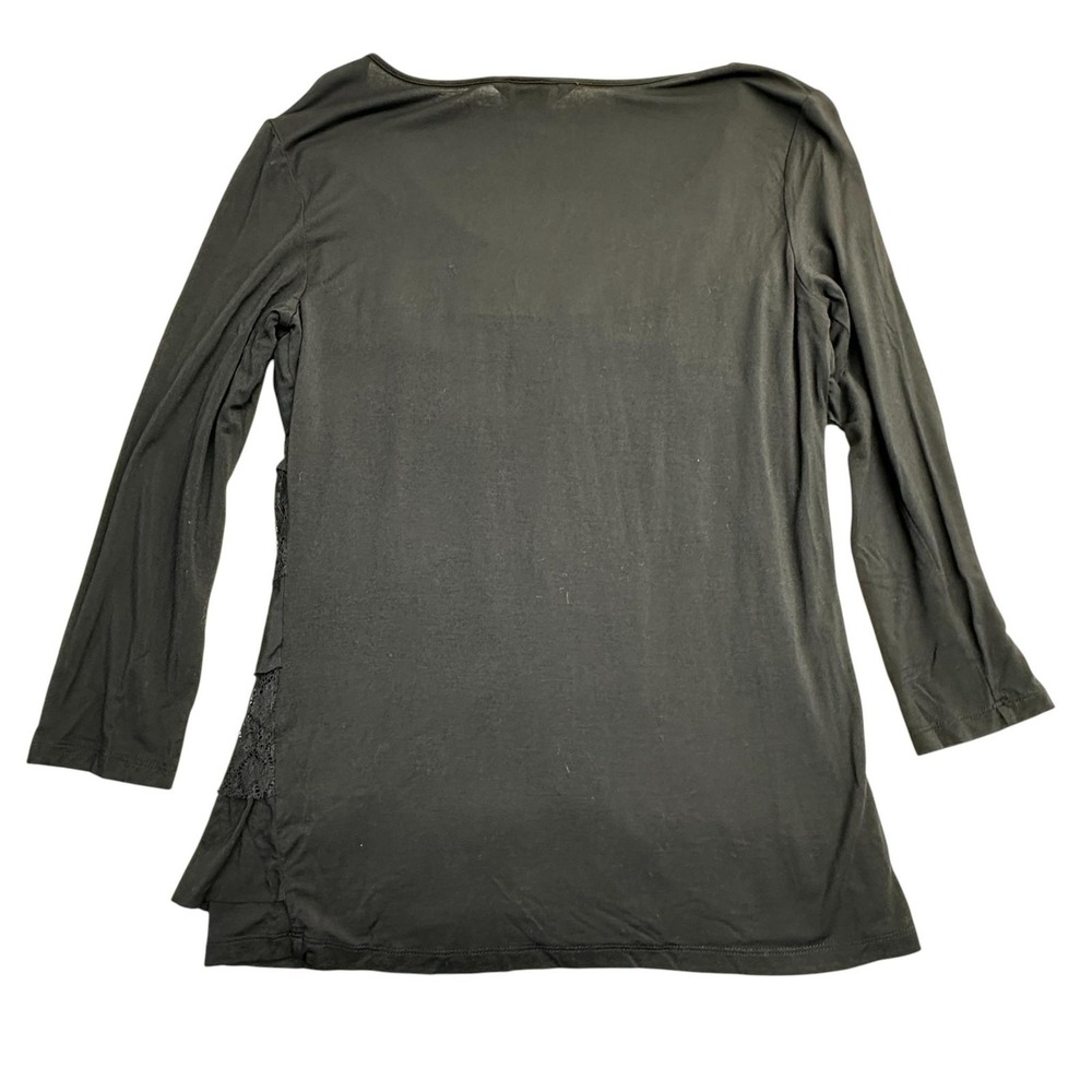 Sundance Blouse Womens Small Black Tiered Ruffle Lace Boho Tunic Top 3/4 Sleeve - Picture 2 of 10
